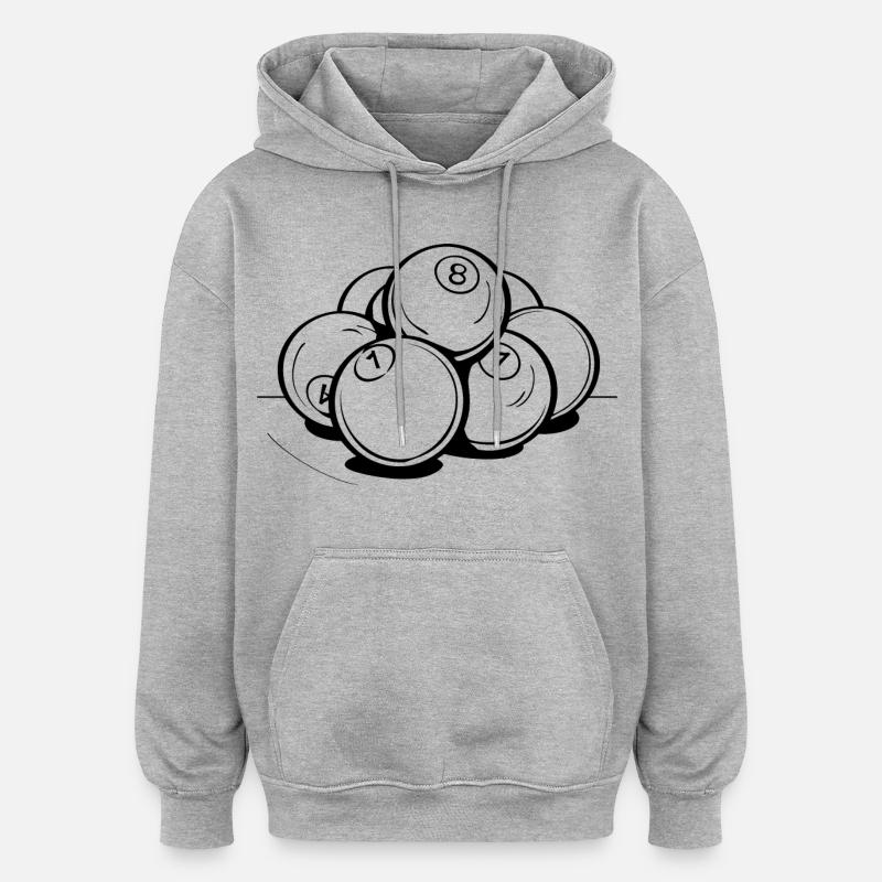 Dessin de boules de billard - Sweat à capuche oversize unisexe - gris chiné