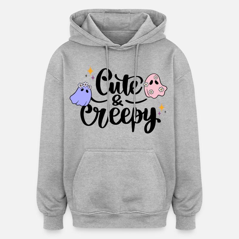 Mignon et effrayant - Sweat à capuche oversize unisexe - gris chiné