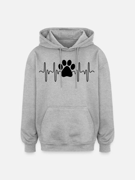 Paw Heartbeat - Oversized Unisex Hoodie - heather grey