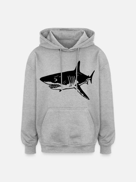 The predatory black shark - Oversized Unisex Hoodie - heather grey