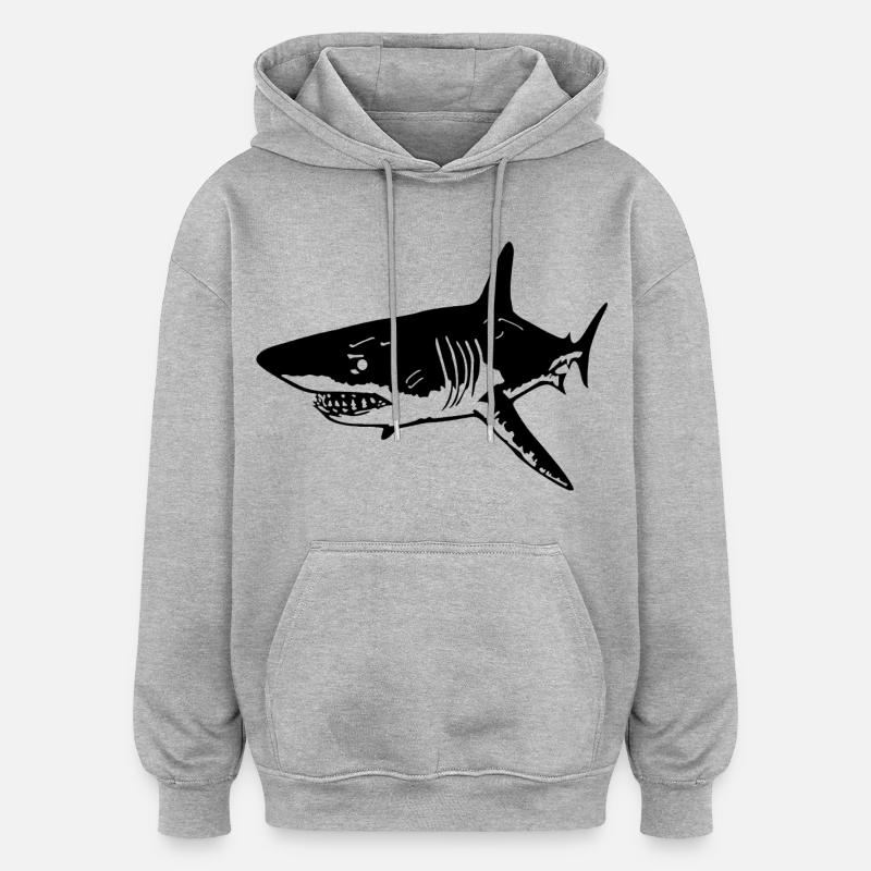 Le requin noir prédateur - Sweat à capuche oversize unisexe - gris chiné