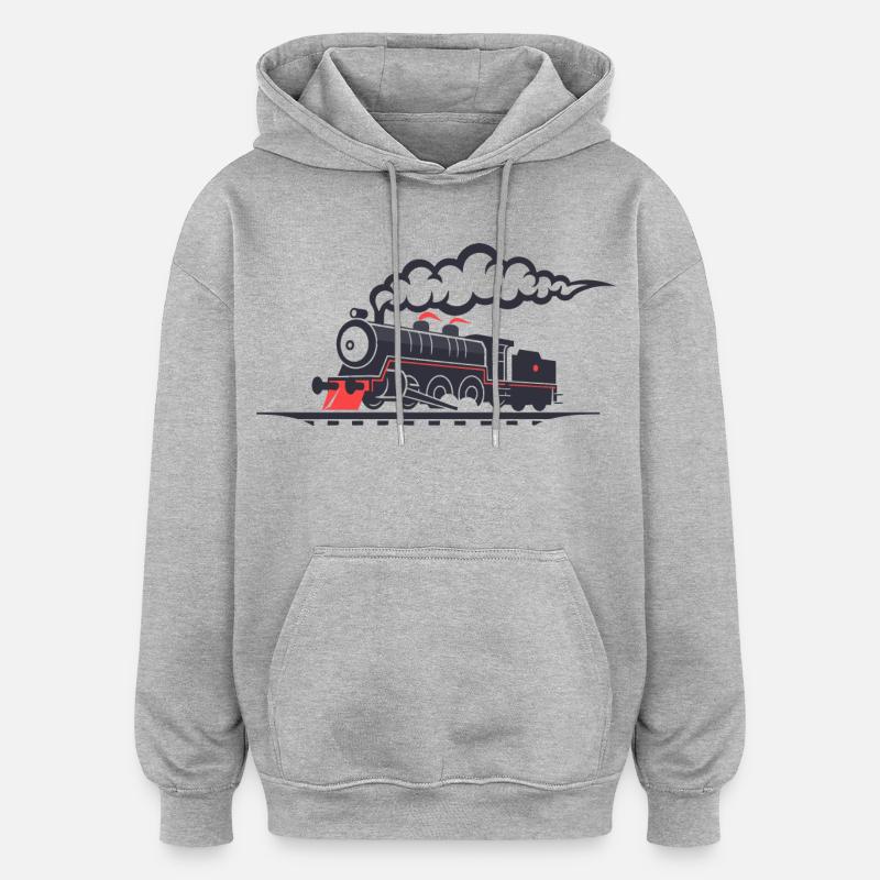 Chemin de fer - Sweat à capuche oversize unisexe - gris chiné