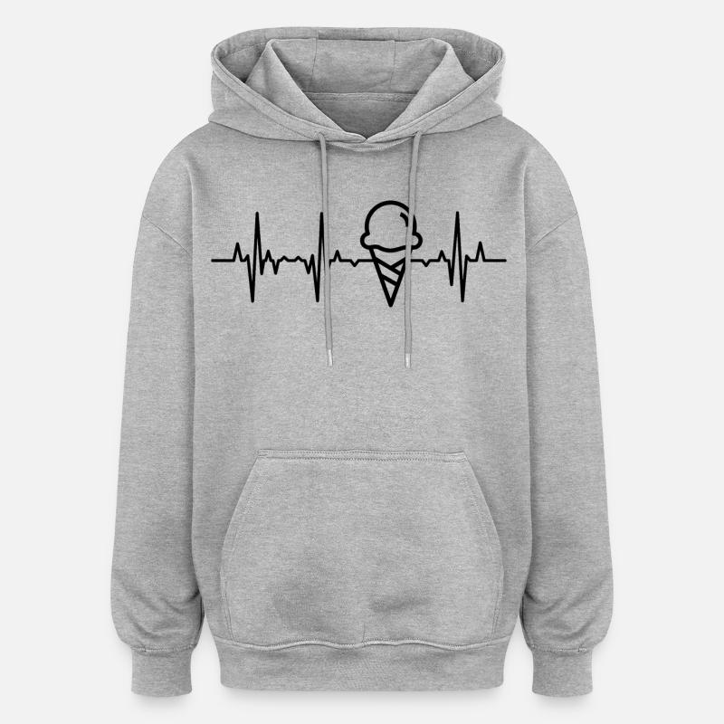 Palpitations cardiaques de la crème glacée - Sweat à capuche oversize unisexe - gris chiné