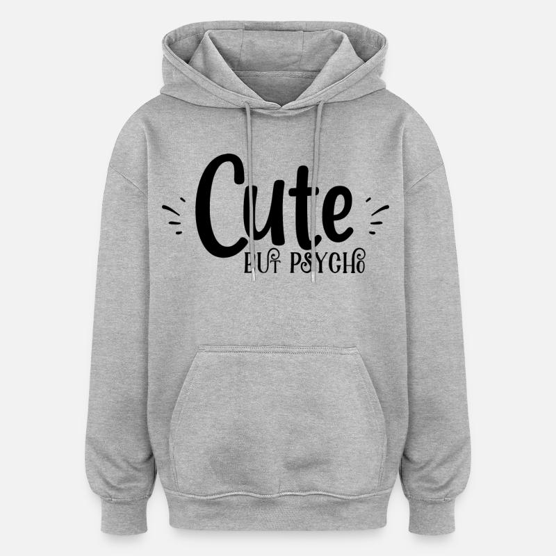 mignon mais psyché - Sweat à capuche oversize unisexe - gris chiné