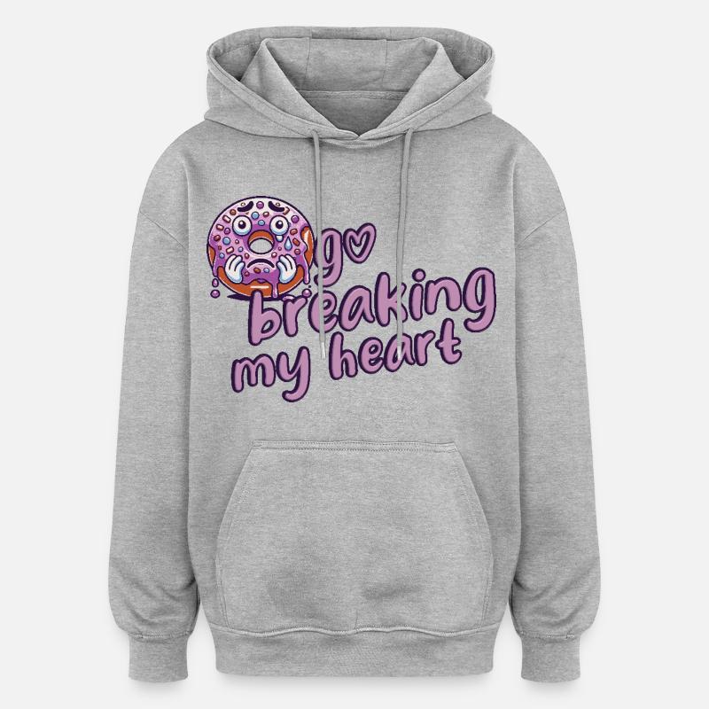 Beignet - Sweat à capuche oversize unisexe - gris chiné