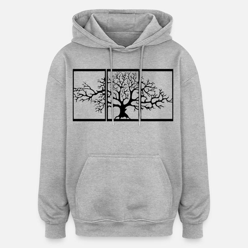 Vue sur la nature (noir) - Sweat à capuche oversize unisexe - gris chiné