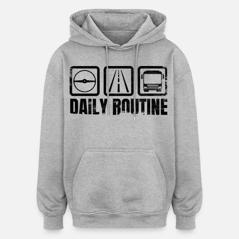 Busfahrer Routine - Oversized Unisex Hoodie - Grau meliert