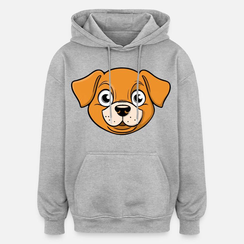 Fröhliches Bild eines Hundekopfes - Oversized Unisex Hoodie - Grau meliert