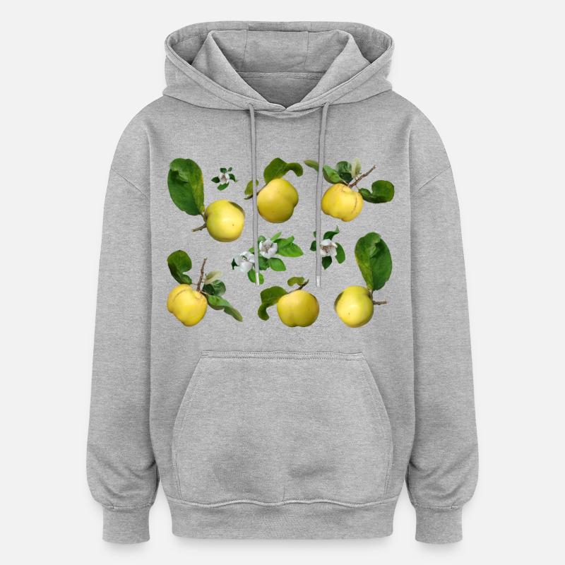 Quitten mit Quittenblüten - Oversized Unisex Hoodie - Grau meliert