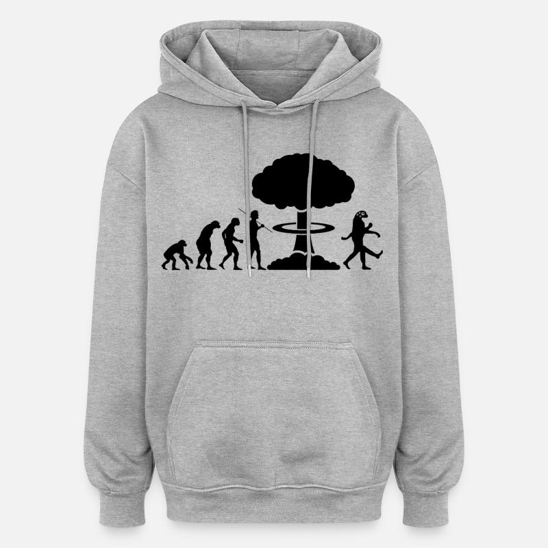 Nukleare Evolution - Oversized Unisex Hoodie - Grau meliert