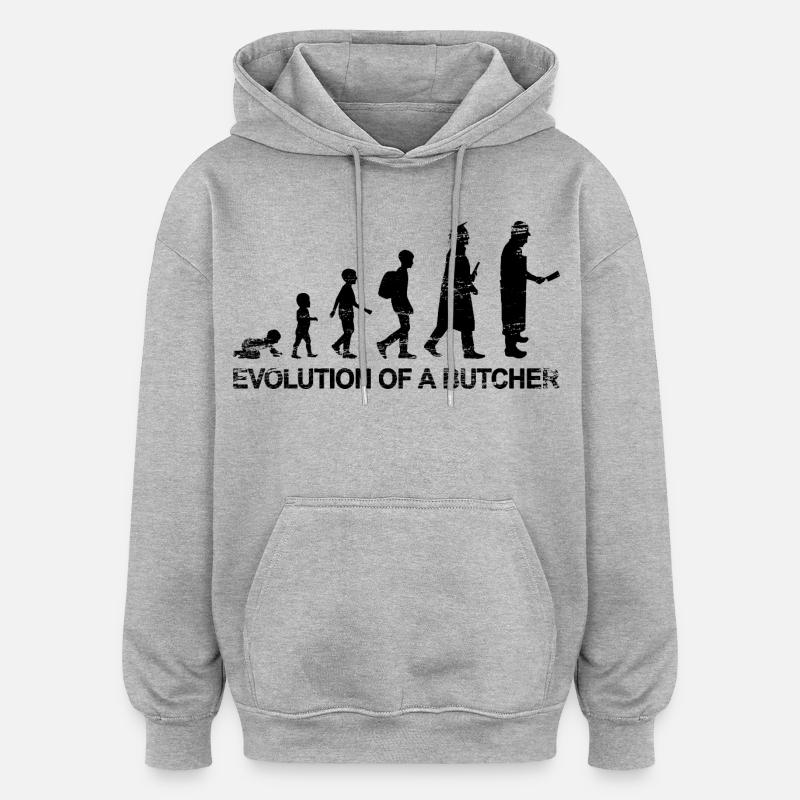 Entwicklung eines Metzgers - Oversized Unisex Hoodie - Grau meliert