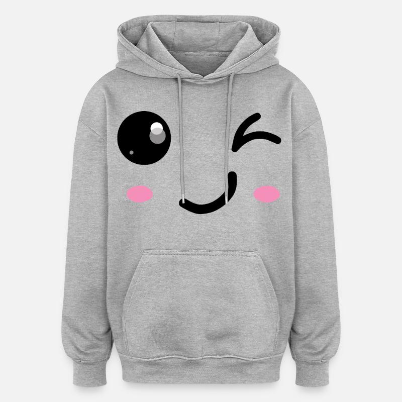 Zwinkerndes Lächeln - Oversized Unisex Hoodie - Grau meliert