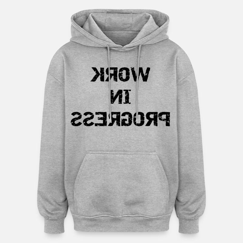 TRAVAUX EN COURS - en miroir - Sweat à capuche oversize unisexe - gris chiné