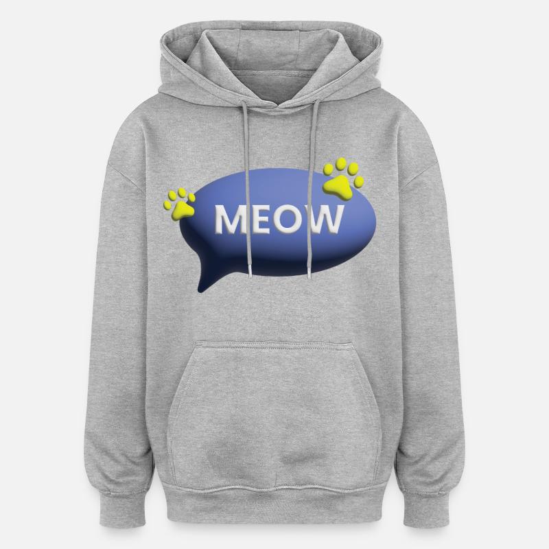 Miaou Chat Mignon Catlove 3D - Sweat à capuche oversize unisexe - gris chiné