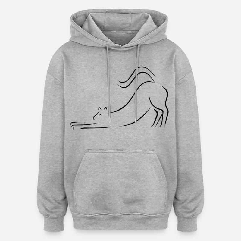 chat - Sweat à capuche oversize unisexe - gris chiné