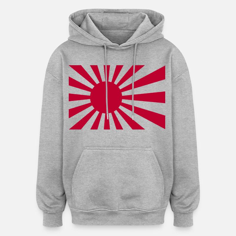 Drapeau du Soleil Levant - Sweat à capuche oversize unisexe - gris chiné