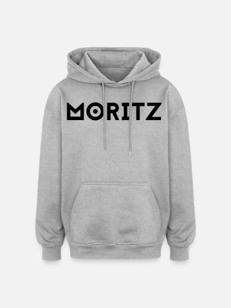 Prénom Moritz - Sweat à capuche oversize unisexe - gris chiné
