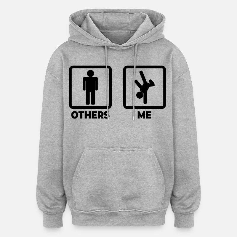 Moi en tant que breakdancer - Sweat à capuche oversize unisexe - gris chiné