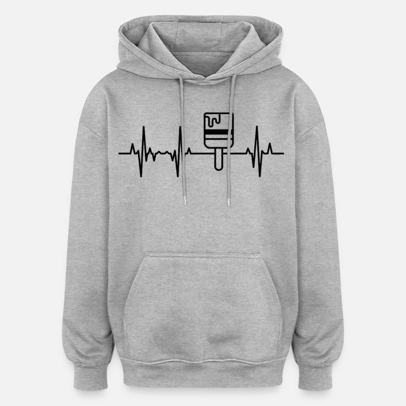 Mon cœur bat pour la peinture - Sweat à capuche oversize unisexe - gris chiné