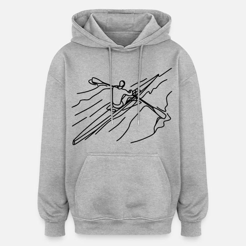 Dessin du rameur - Sweat à capuche oversize unisexe - gris chiné