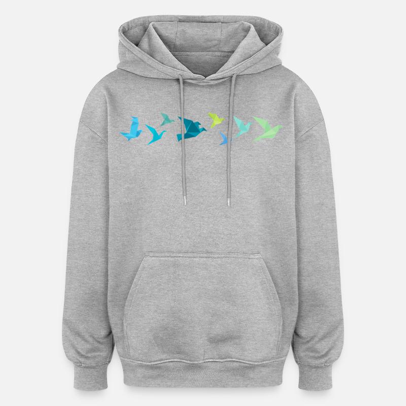 Migration des oiseaux origami - Sweat à capuche oversize unisexe - gris chiné