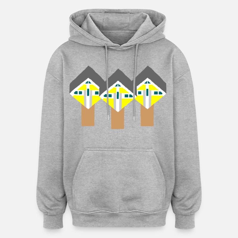 Maisons cubiques - Sweat à capuche oversize unisexe - gris chiné