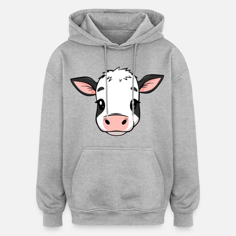 Vache - Sweat à capuche oversize unisexe - gris chiné