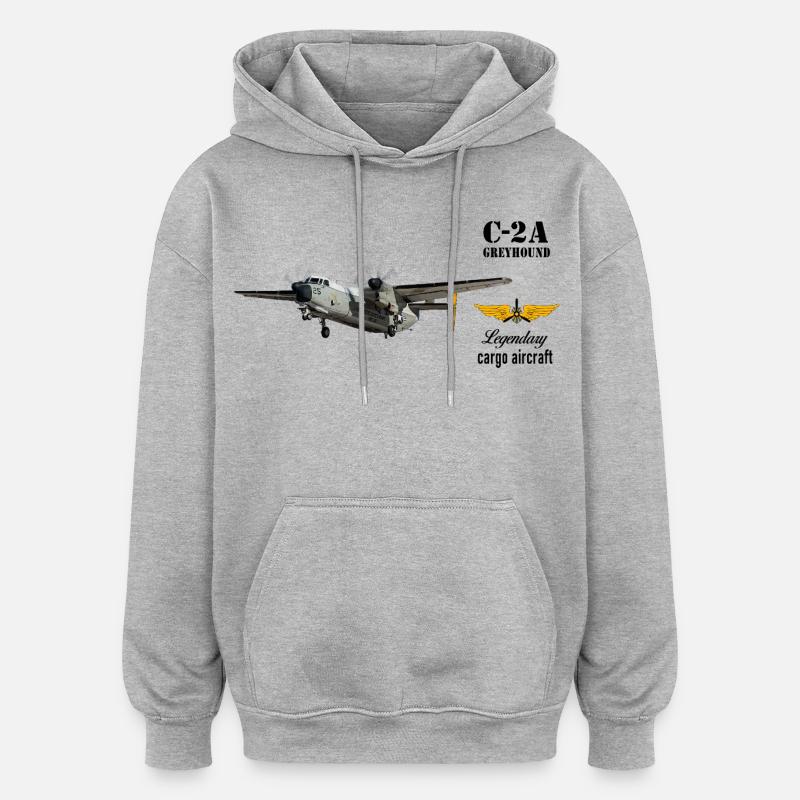 C-2A Greyhound - Sweat à capuche oversize unisexe - gris chiné