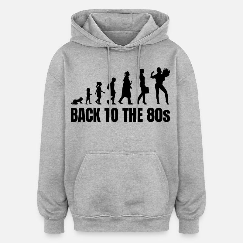 Évolution des années 80 - Sweat à capuche oversize unisexe - gris chiné