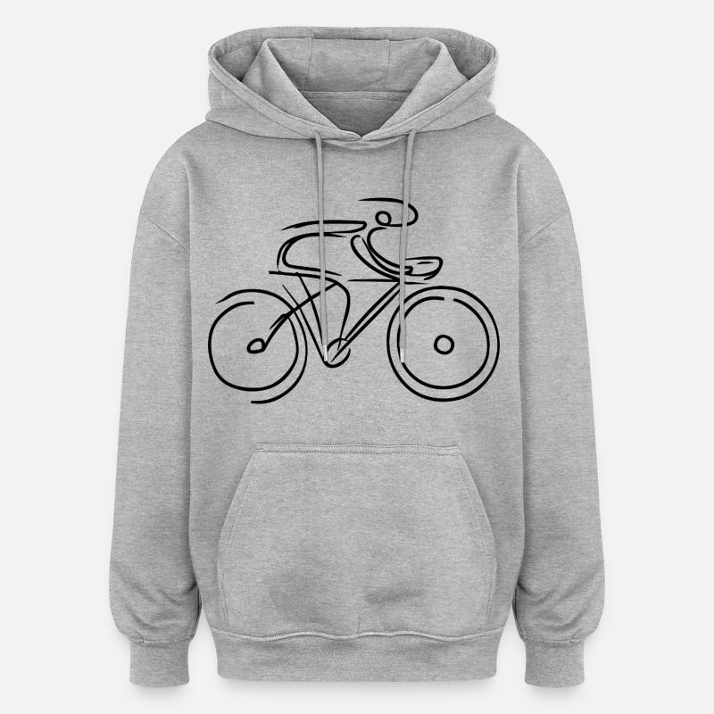 Graphique de vélo de route - Sweat à capuche oversize unisexe - gris chiné