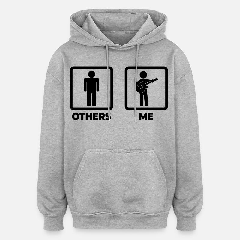 Figurines de guitariste - Sweat à capuche oversize unisexe - gris chiné