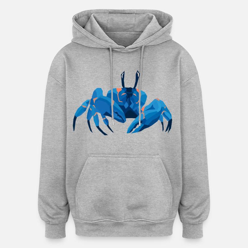 Blaue Krabbe Polygonaler Stil - Oversized Unisex Hoodie - Grau meliert