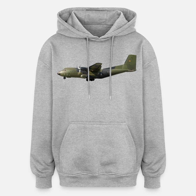 C-160 Transall - Sweat à capuche oversize unisexe - gris chiné