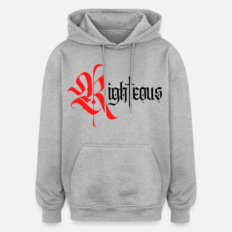 Gothic Righteous Design mit Schwert - Oversized Unisex Hoodie - Grau meliert