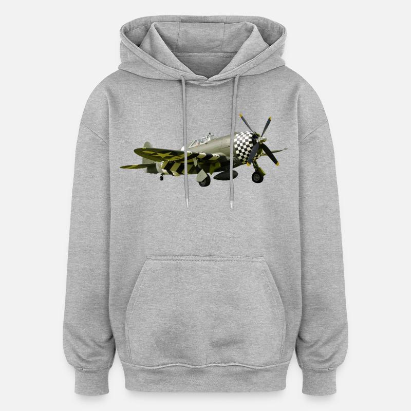 Thunderbolt P-47 - Sweat à capuche oversize unisexe - gris chiné