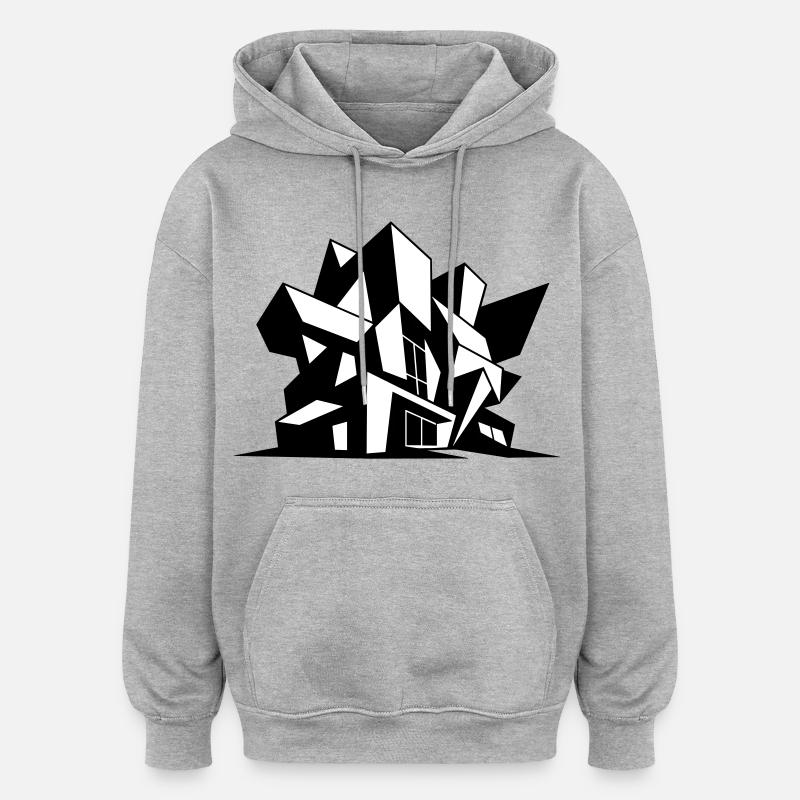 Brutalisme Architecture - Sweat à capuche oversize unisexe - gris chiné