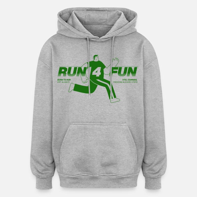 Run for Fun - Sweat à capuche oversize unisexe - gris chiné