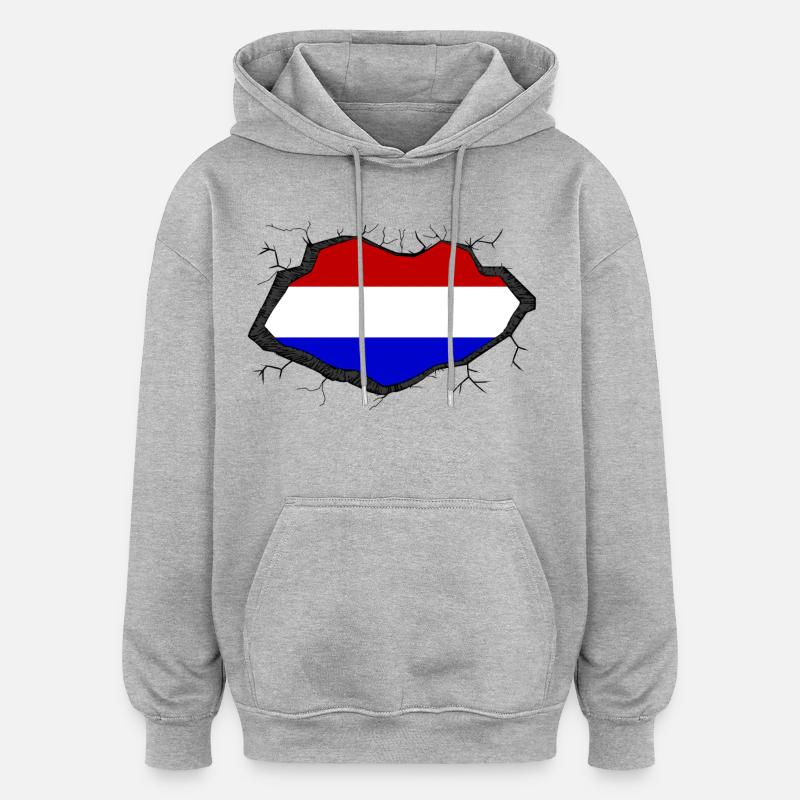 Percée du drapeau hollandais - Sweat à capuche oversize unisexe - gris chiné