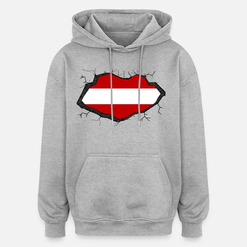 Drapeau de l’Autriche - Sweat à capuche oversize unisexe - gris chiné