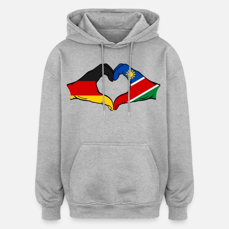 Germany Namibia Flag Hands Heart Shape - Oversized Unisex Hoodie - heather grey