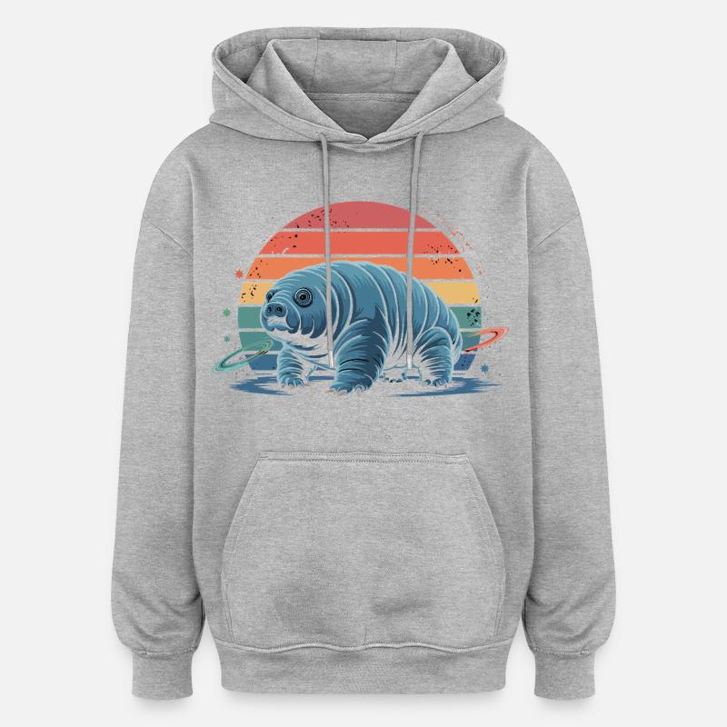 Chien de l’espace imaginatif - Sweat à capuche oversize unisexe - gris chiné