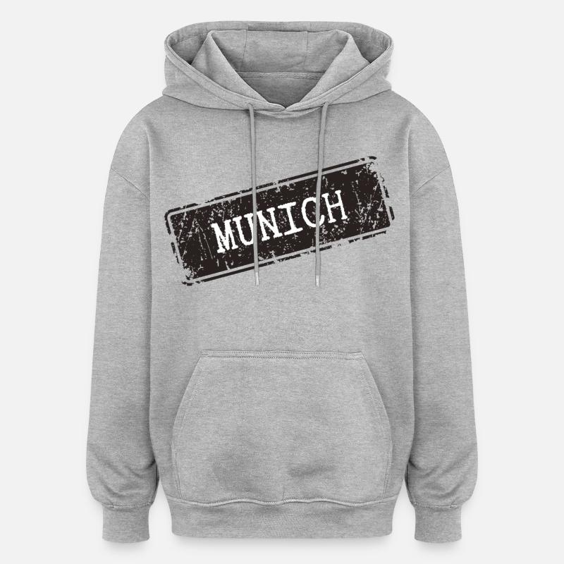 Munich - Sweat à capuche oversize unisexe - gris chiné