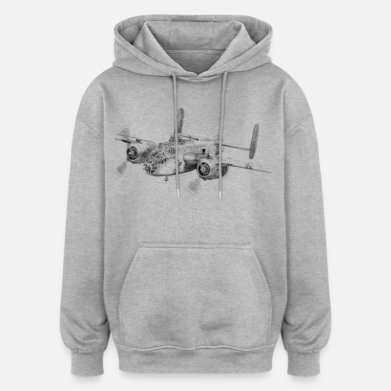 B-25 - Sweat à capuche oversize unisexe - gris chiné