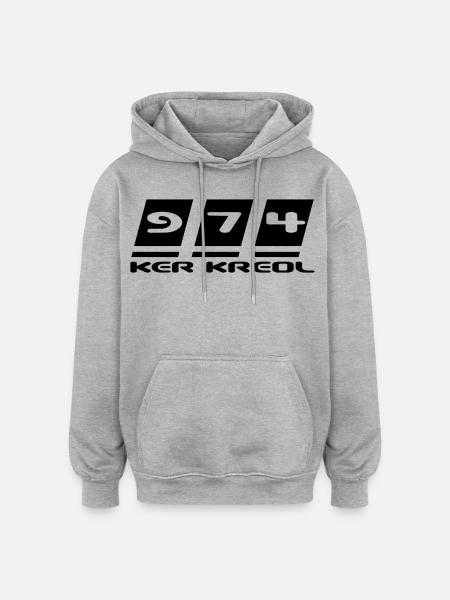 Design 974 Ker Kreol - Reunion Island - Oversized Unisex Hoodie - heather grey