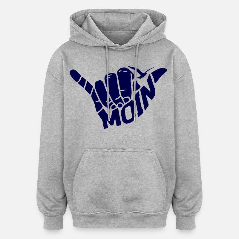 Signe de la main « MOIN » - Sweat à capuche oversize unisexe - gris chiné
