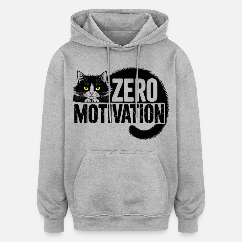 Chat sans motivation - Sweat à capuche oversize unisexe - gris chiné
