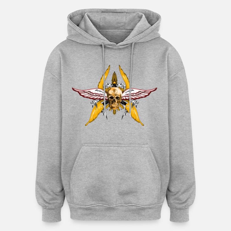 Ange avec crâne et ailes - Sweat à capuche oversize unisexe - gris chiné