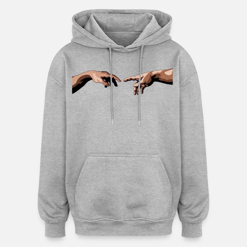 Mains entrelacées avec style artistique - Sweat à capuche oversize unisexe - gris chiné