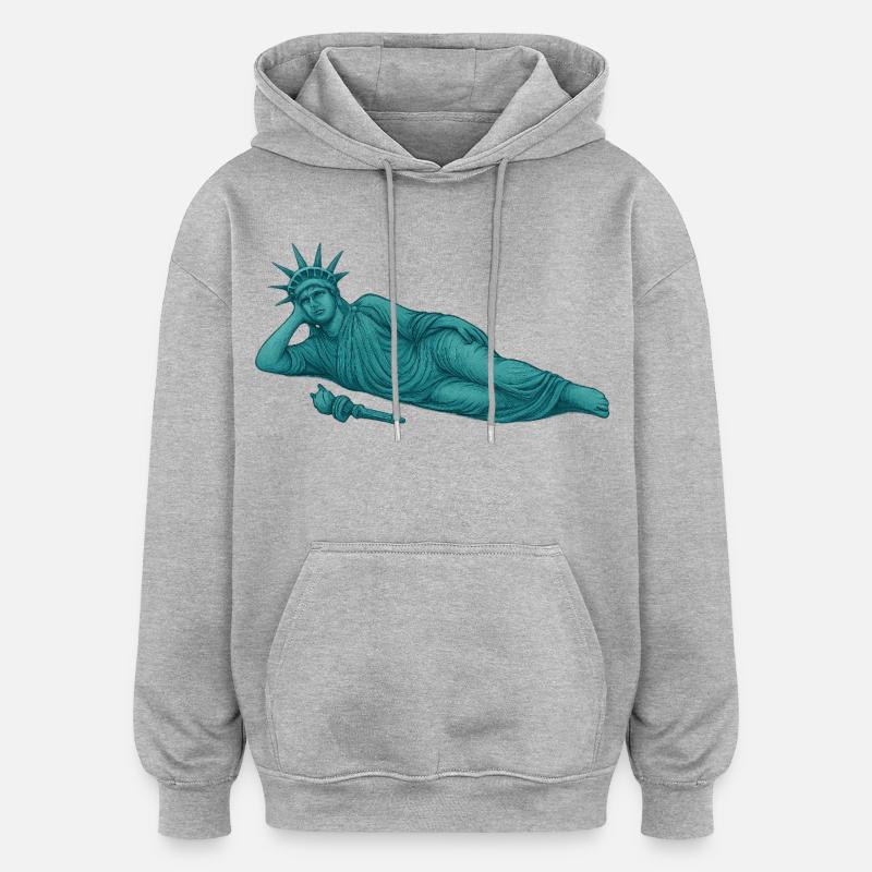 Statue de la Liberté inclinable – Chill Vintage Graphi - Sweat à capuche oversize unisexe - gris chiné