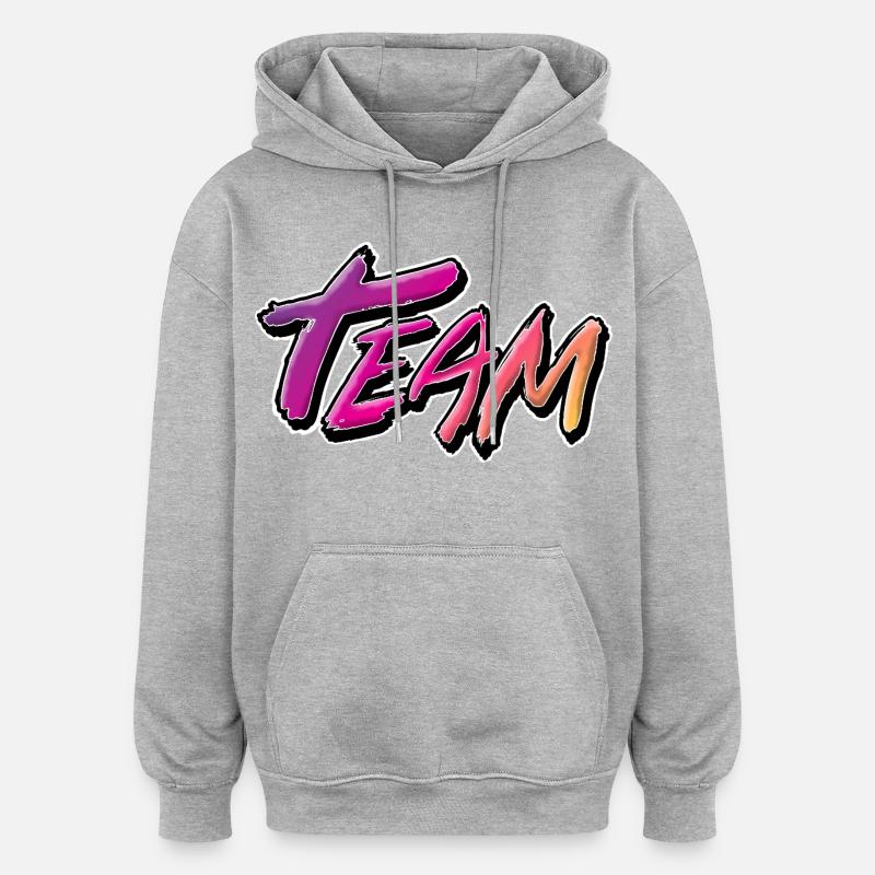 Équipe - Sweat à capuche oversize unisexe - gris chiné